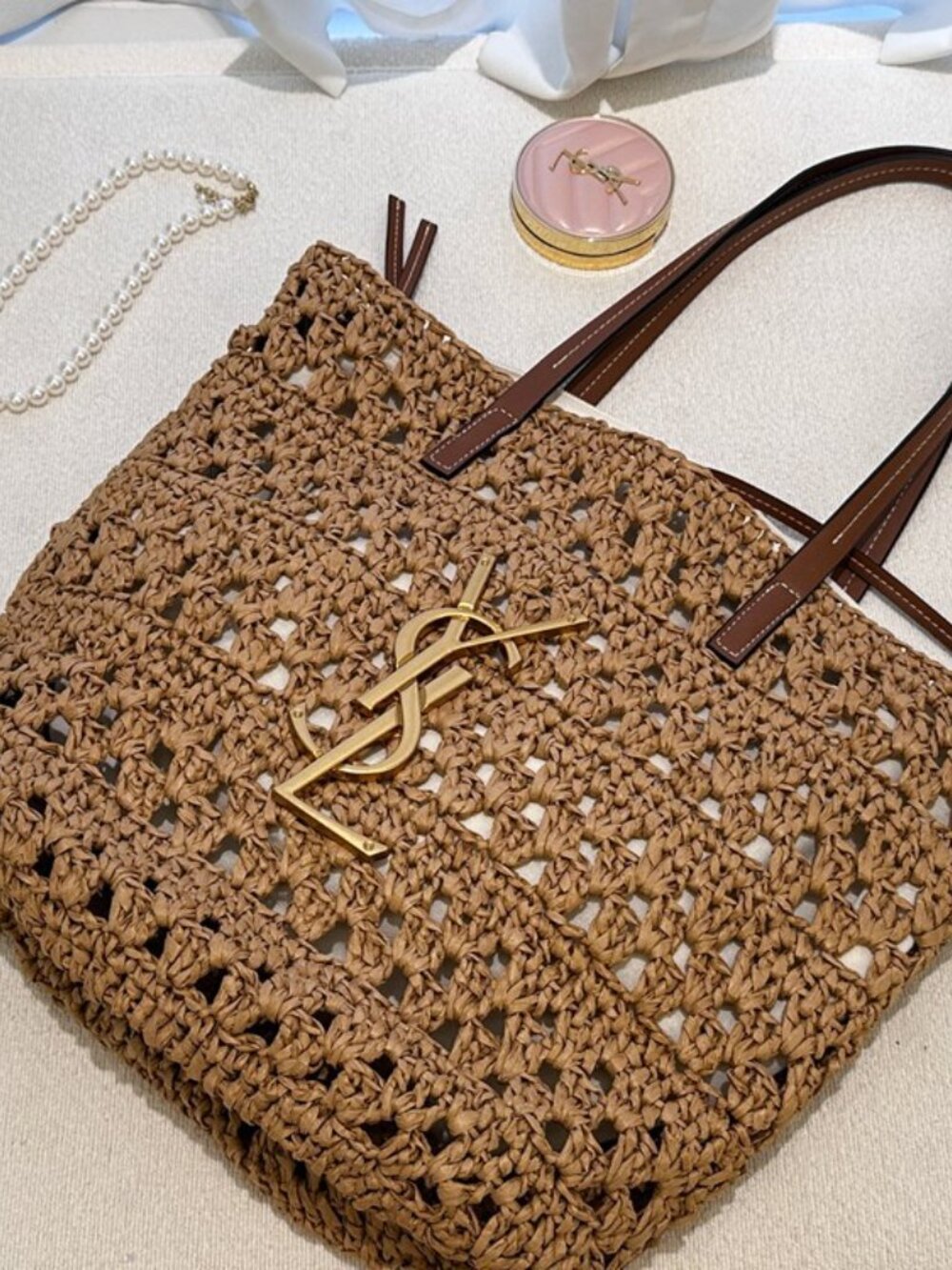 YSL Raffia Woven Tote Bag - Picture 3 of 8